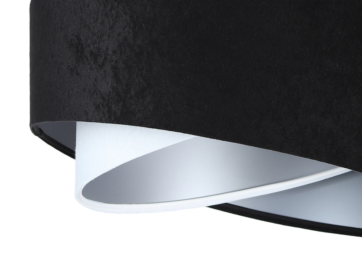 Czarno-biała lampa wisząca asymetria z welurowym abażurem ze srebrnym wnętrzem RIONA - BPS Koncept zdjęcie 4