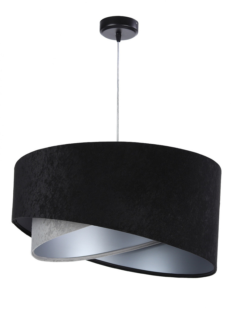 Czarno-szara lampa wisząca z welurowym, asymetrycznym kloszem ze srebrnym wnętrzem MIX - BPS Koncept zdjęcie 3