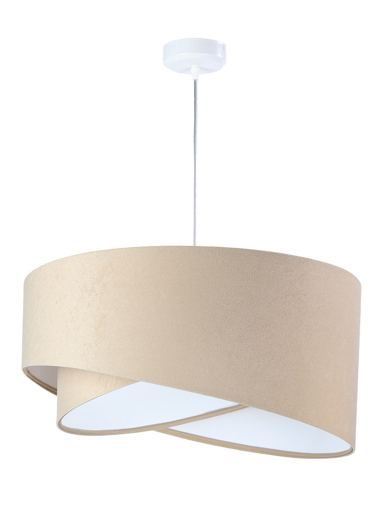Beżowo-biała lampa wisząca o asymetrycznym kształcie z welurowym abażurem ARIADNA - BPS Koncept zdjęcie 3