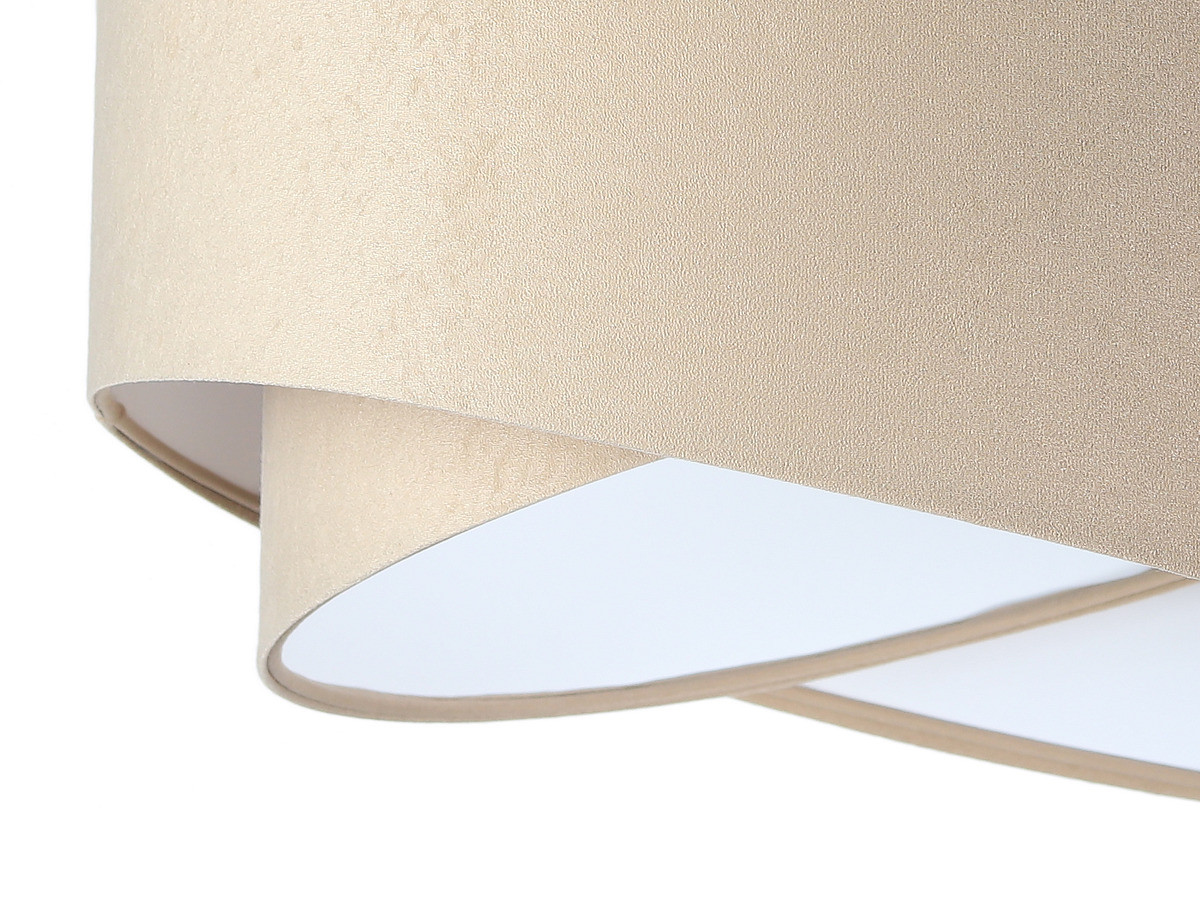 Beżowo-biała lampa wisząca o asymetrycznym kształcie z welurowym abażurem ARIADNA - BPS Koncept zdjęcie 4
