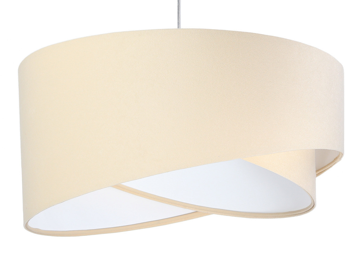 Kremowa lampa wisząca asymetria z welurowym abażurem z białym wnętrzem KIARA - BPS Koncept zdjęcie 1