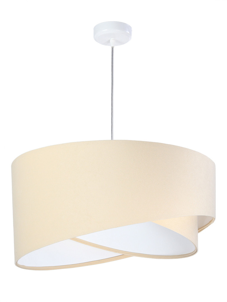Kremowa lampa wisząca asymetria z welurowym abażurem z białym wnętrzem KIARA - BPS Koncept zdjęcie 3
