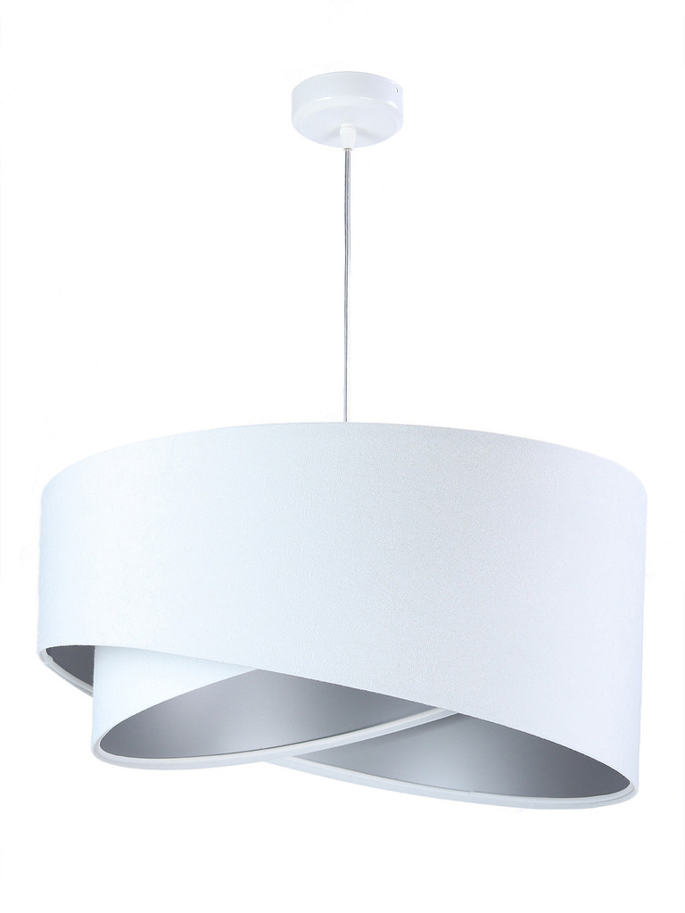 Biała lampa wisząca, welurowa, z asymetrycznym abażurem ze srebrnym wnętrzem CECYLIA - BPS Koncept zdjęcie 3