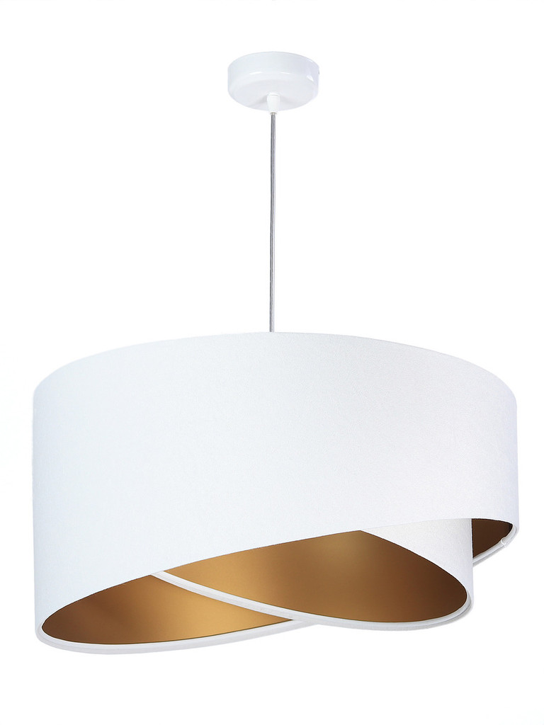 Biała lampa wisząca z welurowym kloszem ze złotym wnętrzem, asymetryczna CHLOE - BPS Koncept zdjęcie 3