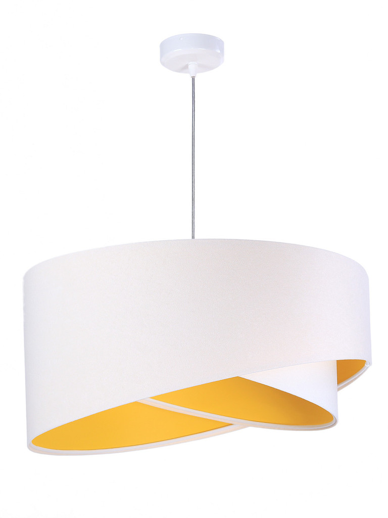 Biała lampa wisząca z welurowym, asymetrycznym kloszem z żółtym wnętrzem UNA - BPS Koncept zdjęcie 3