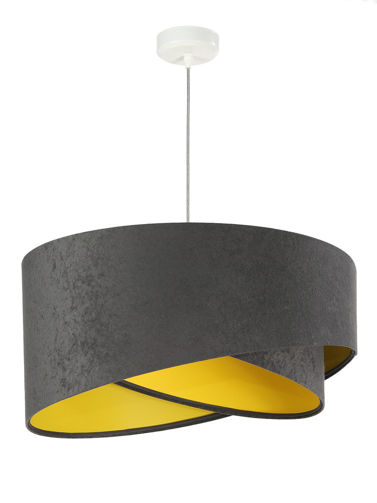 Grafitowa lampa wisząca z welurowym kloszem z żółtym wnętrzem, asymetryczna DUANA - BPS Koncept zdjęcie 3