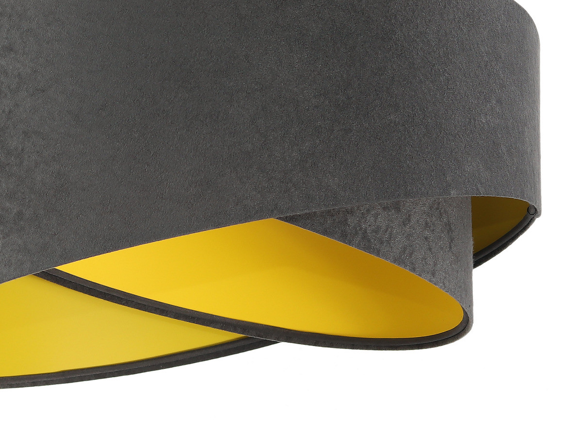 Grafitowa lampa wisząca z welurowym kloszem z żółtym wnętrzem, asymetryczna DUANA - BPS Koncept zdjęcie 4