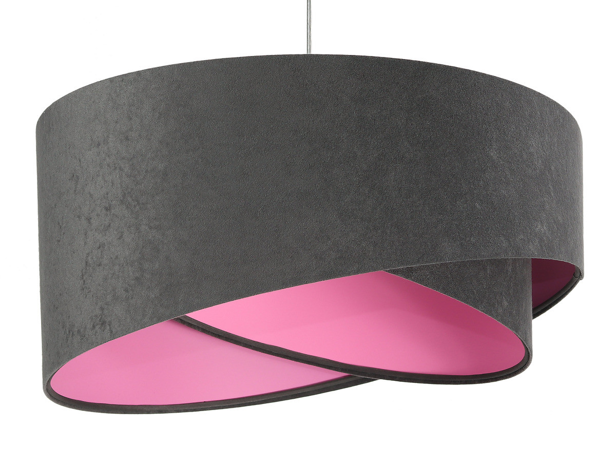 Grafitowa lampa wisząca z asymetrycznym kloszem z weluru z różowym wnętrzem LAVENA - BPS Koncept zdjęcie 1