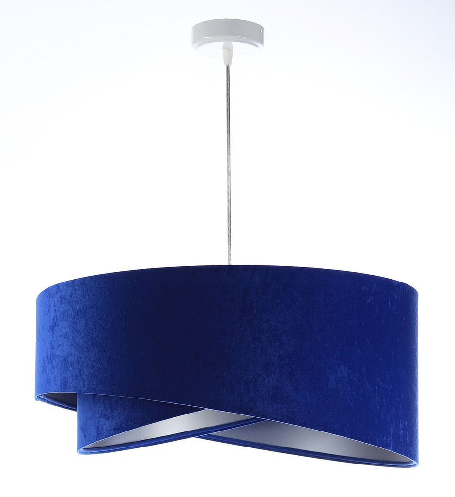 Kobaltowa lampa wisząca asymetria z welurowym abażurem ze srebrnym wnętrzem RINEA - BPS Koncept zdjęcie 3