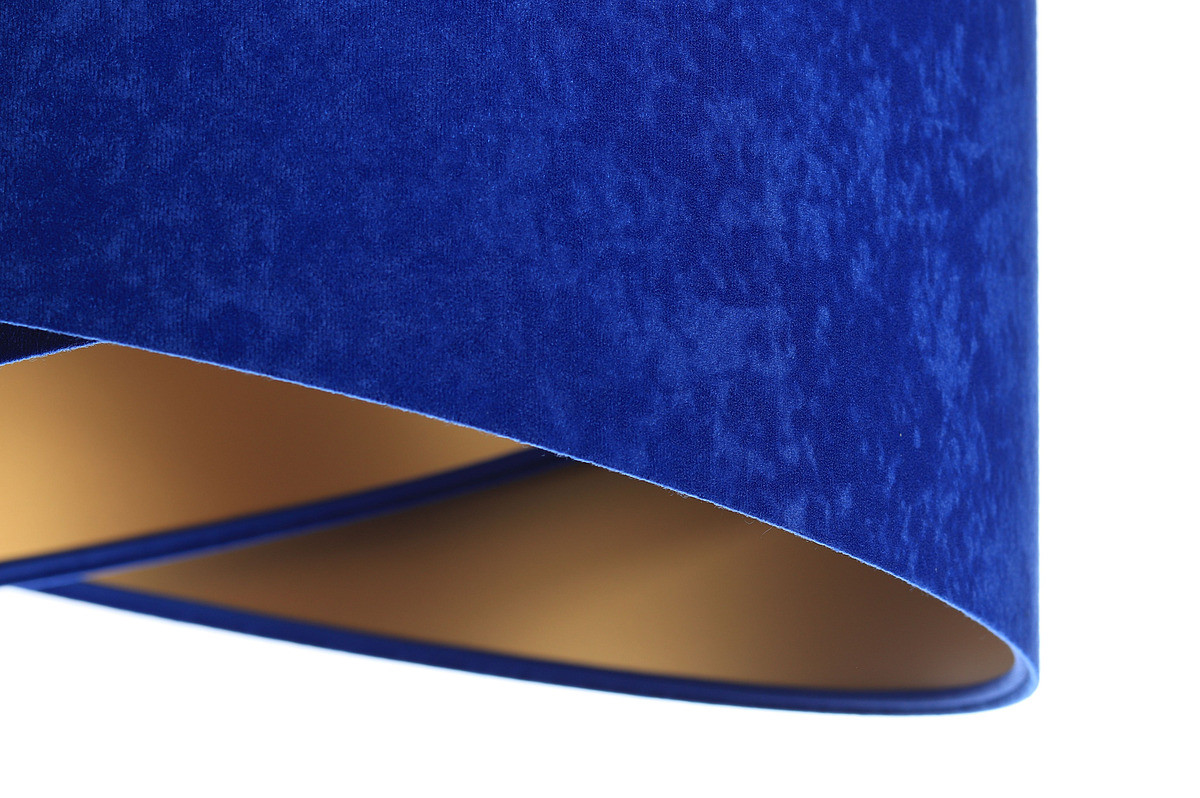 Kobaltowa lampa wisząca z welurowym, asymetrycznym kloszem ze złotym wnętrzem RINEA - BPS Koncept zdjęcie 4