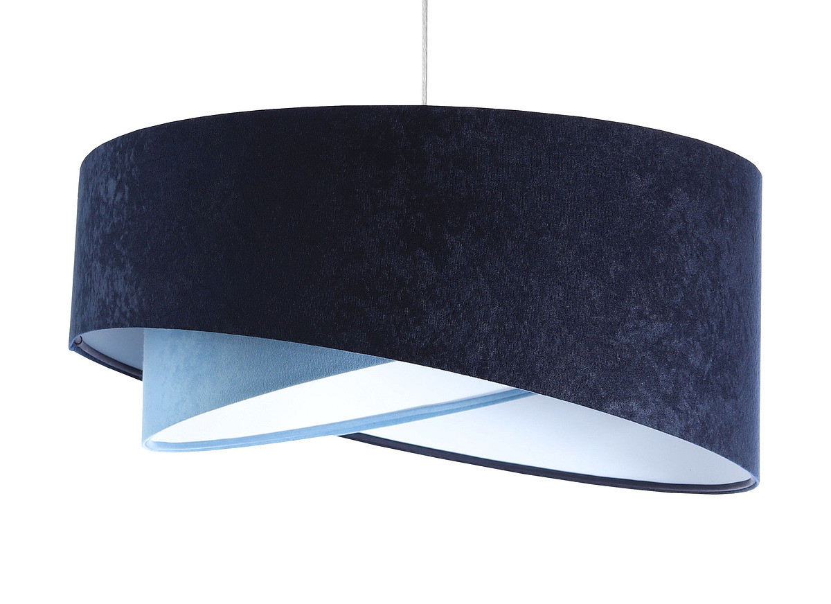 Granatowo-niebieska lampa wisząca, welurowa, z asymetrycznym abażurem z białym wnętrzem LORES - BPS Koncept zdjęcie 1