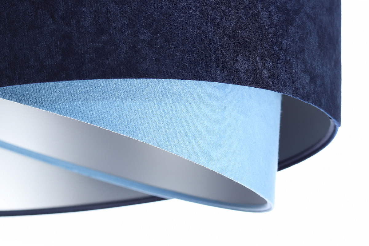 Granatowo-niebieska lampa wisząca z welurowym kloszem ze srebrnym wnętrzem, asymetryczna LORES - BPS Koncept zdjęcie 4