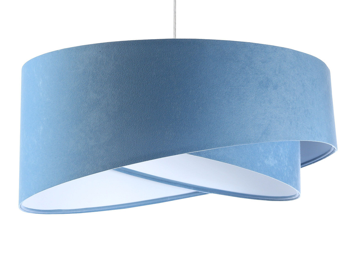 Niebieska lampa wisząca, welurowa, z asymetrycznym abażurem z białym wnętrzem ALISON - BPS Koncept zdjęcie 1