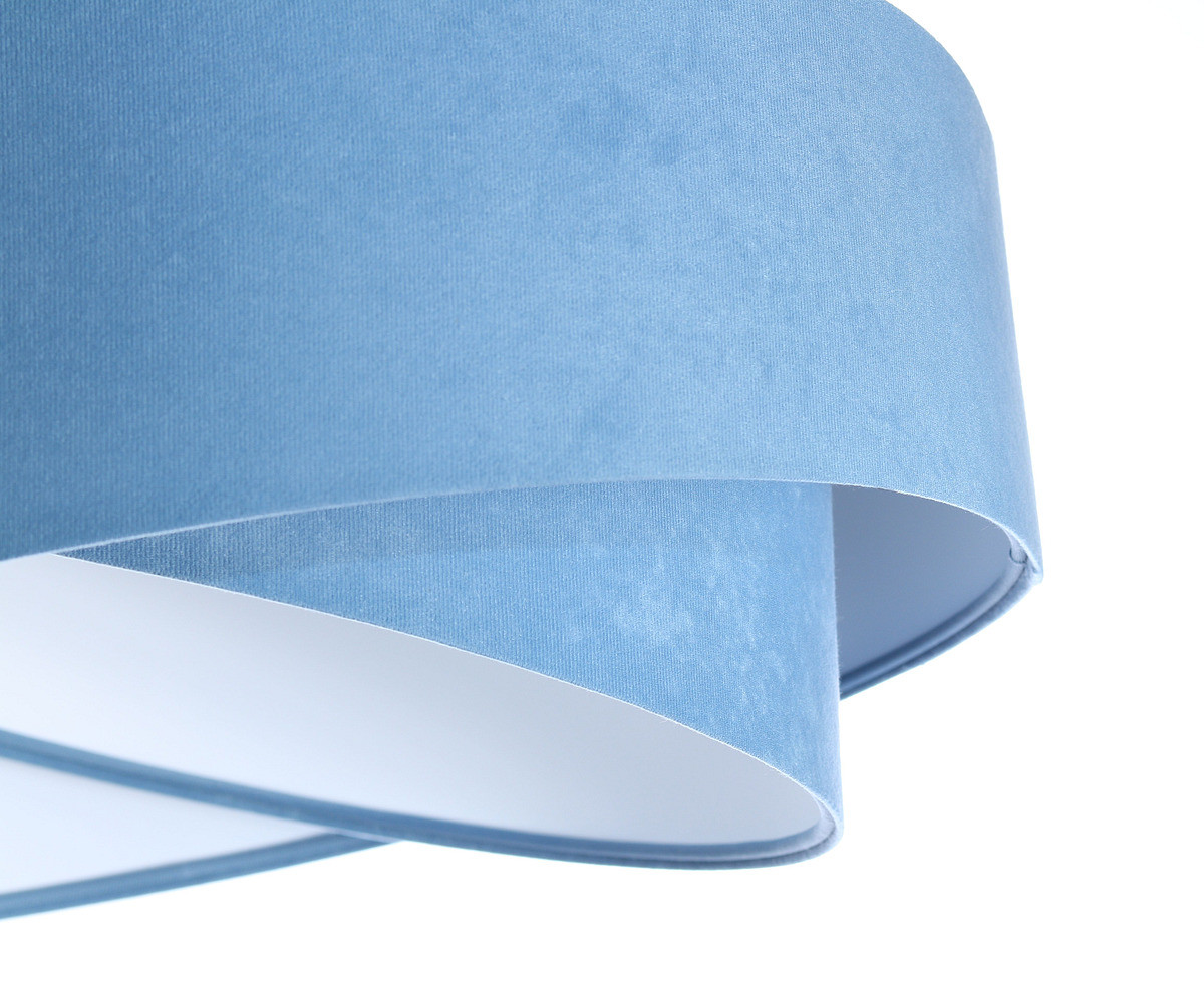 Niebieska lampa wisząca, welurowa, z asymetrycznym abażurem z białym wnętrzem ALISON - BPS Koncept zdjęcie 4