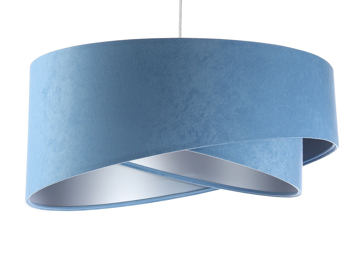 Niebiesko-srebrna lampa wisząca o asymetrycznym kształcie z welurowym abażurem ALISON - BPS Koncept zdjęcie 1
