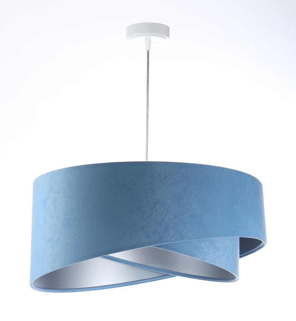 Niebiesko-srebrna lampa wisząca o asymetrycznym kształcie z welurowym abażurem ALISON - BPS Koncept zdjęcie 3