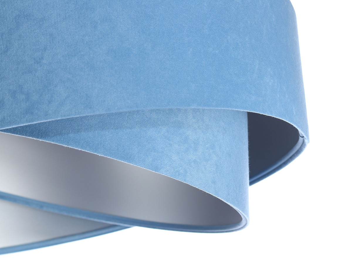Niebiesko-srebrna lampa wisząca o asymetrycznym kształcie z welurowym abażurem ALISON - BPS Koncept zdjęcie 4