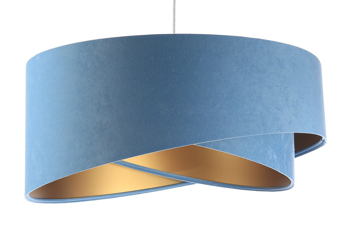 Niebieska lampa wisząca z welurowym kloszem ze złotym wnętrzem, asymetryczna ALISON - BPS Koncept zdjęcie 1