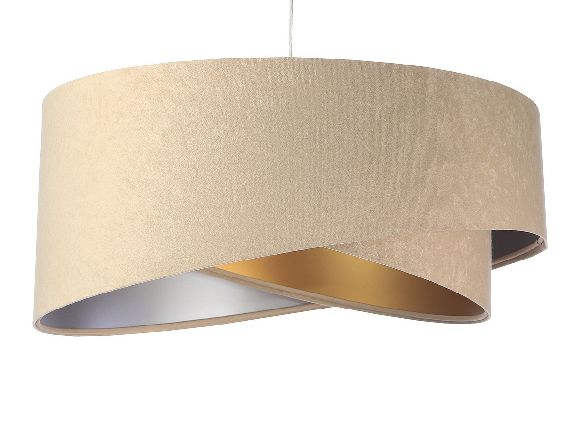 Beżowa lampa wisząca asymetria z welurowym abażurem ze złotym i srebrnym wnętrzem MEA MIX - BPS Koncept zdjęcie 1