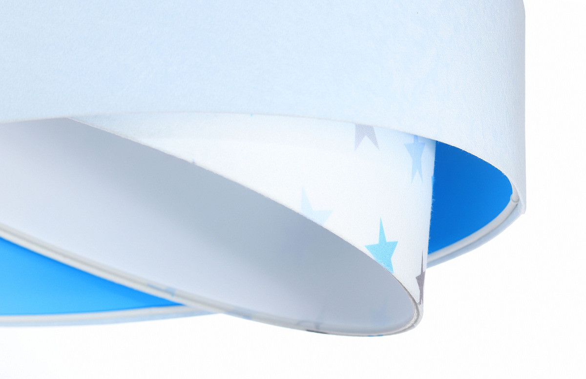 Biało-niebieska lampa wisząca o asymetrycznym kształcie z welurowym abażurem w niebieskie gwiazdy ALLIA - BPS Koncept zdjęcie 4