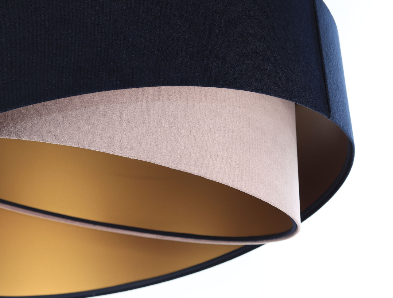 Granatowo-różowa lampa wisząca o asymetrycznym kształcie z welurowym abażurem ze złotym wnętrzem ATENIDA - BPS Koncept zdjęcie 4