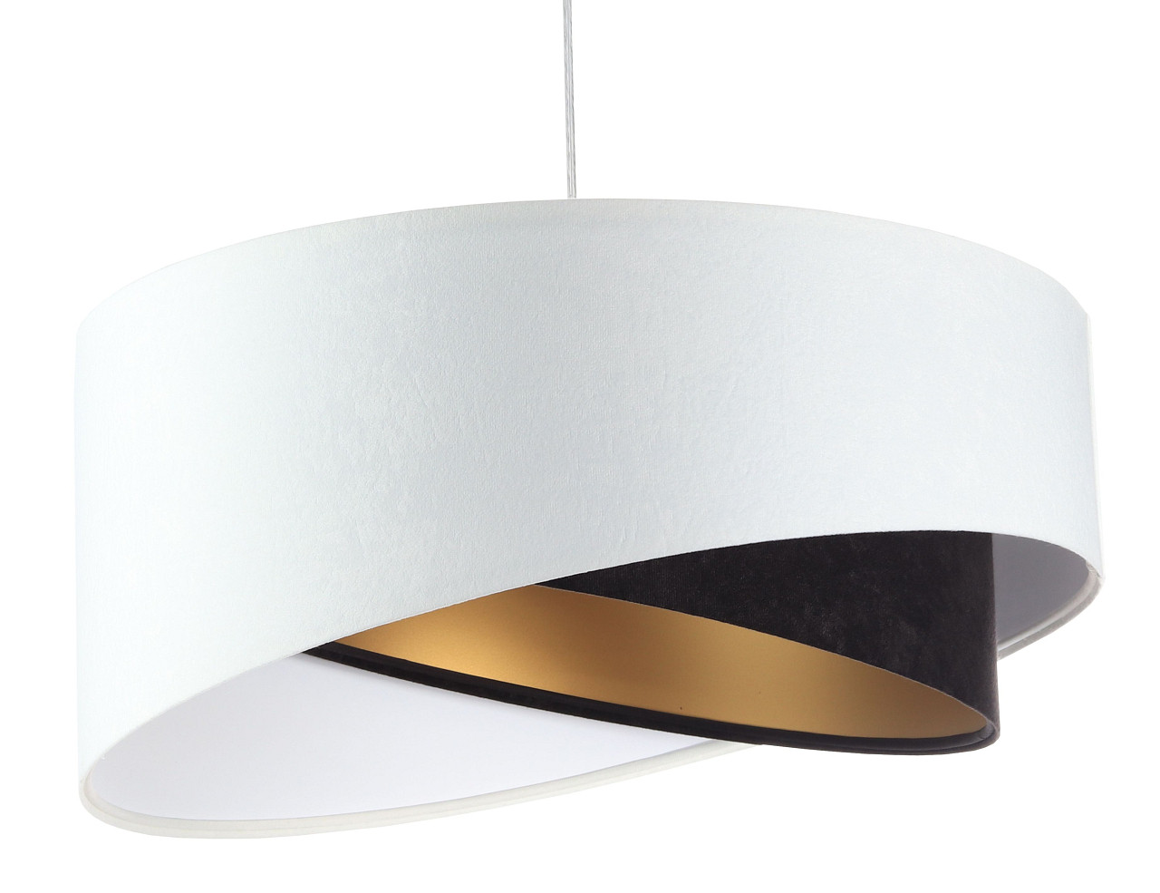 Biało-czarna lampa wisząca, welurowa, z asymetrycznym abażurem ze złotym i białym wnętrzem EVITA - BPS Koncept zdjęcie 1