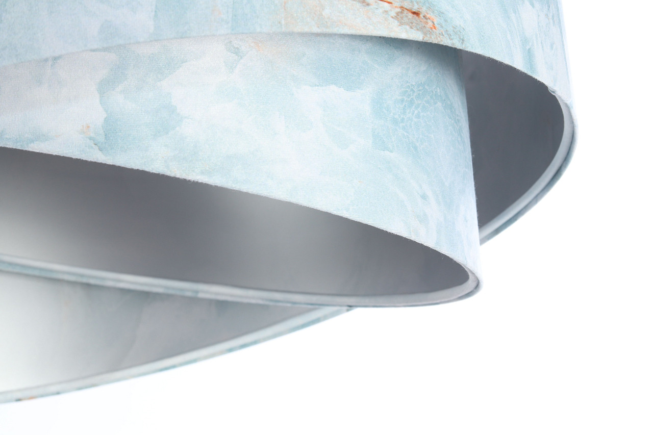 Błękitno-biała lampa wisząca, welurowa, z asymetrycznym abażurem ze srebrnym wnętrzem ICE - BPS Koncept zdjęcie 4