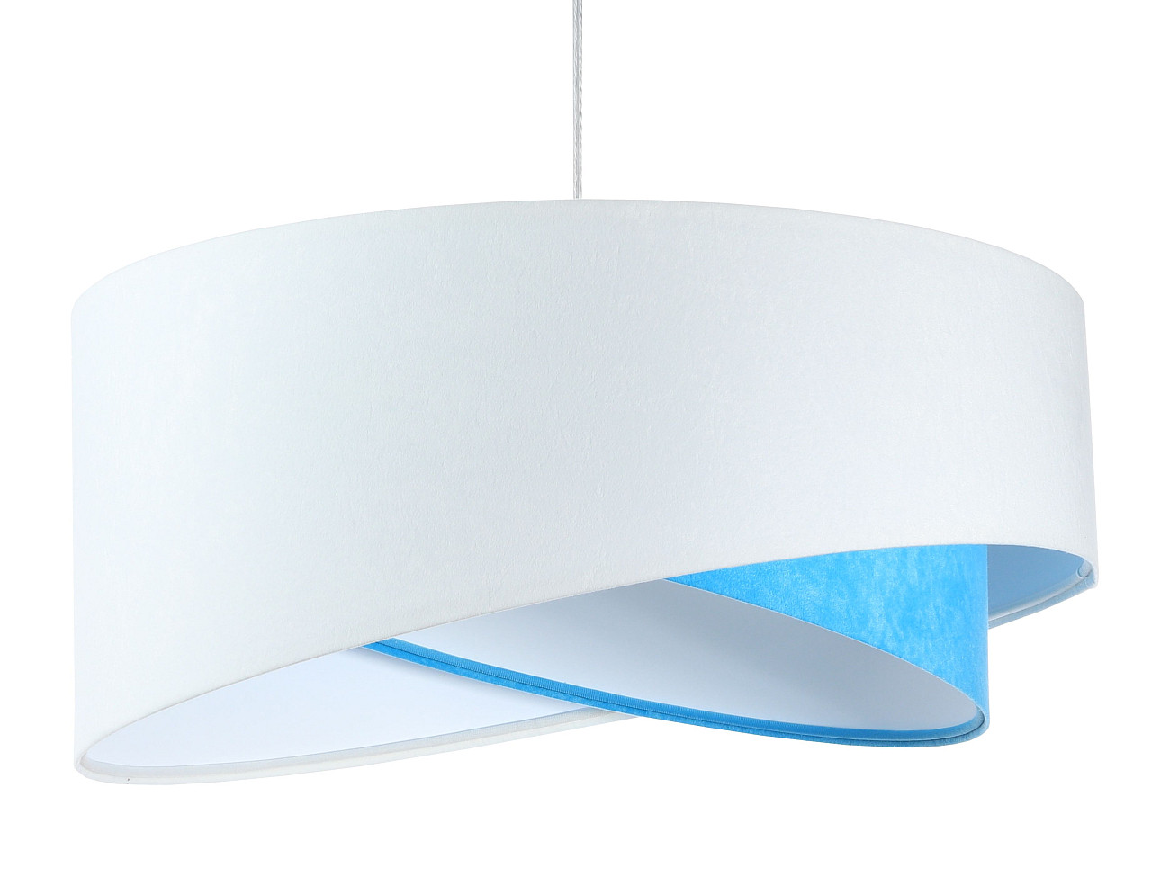 Biało-niebieska lampa wisząca z okrągłym, asymetrycznym kloszem z weluru MIX - BPS Koncept zdjęcie 1