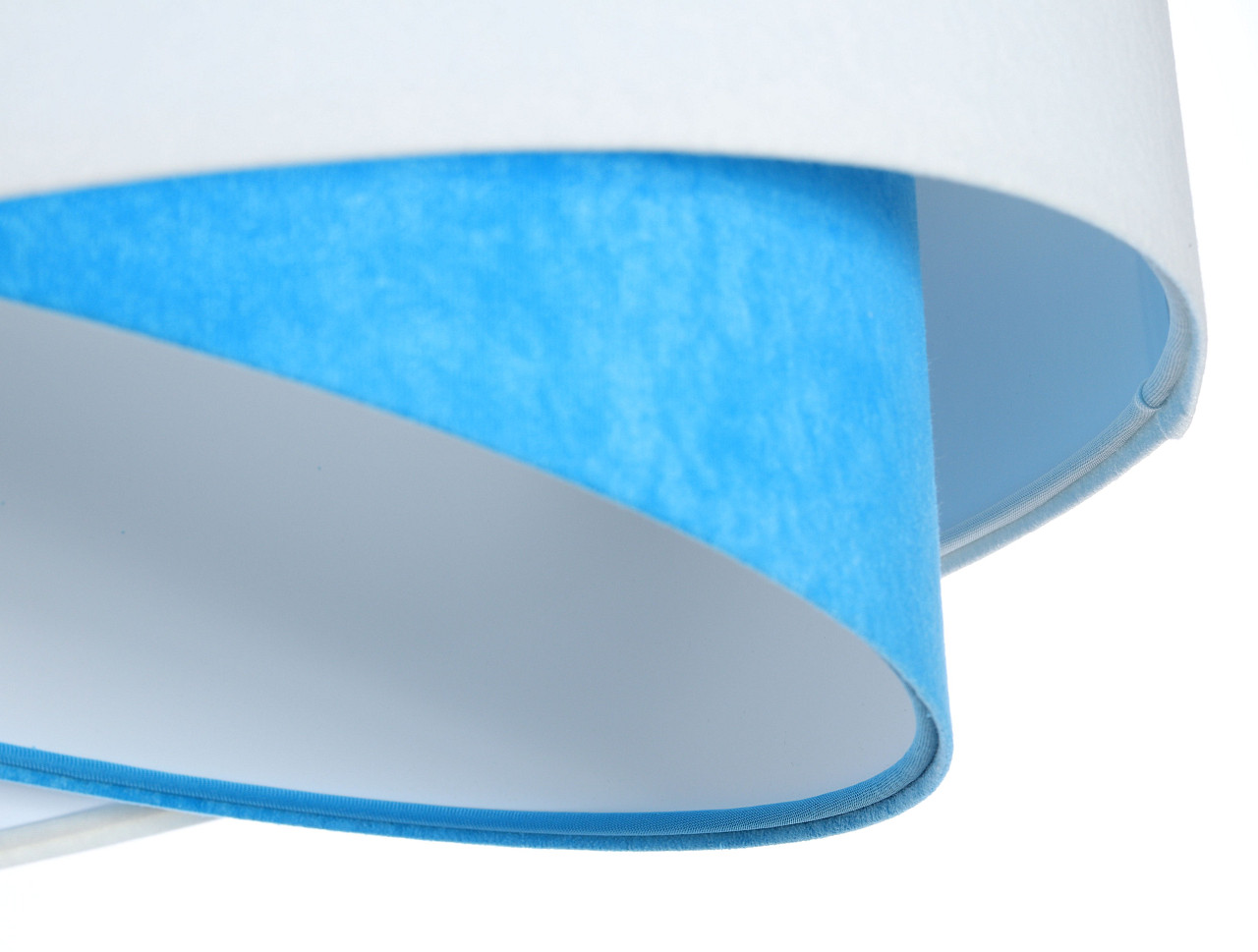 Biało-niebieska lampa wisząca z okrągłym, asymetrycznym kloszem z weluru MIX - BPS Koncept zdjęcie 4