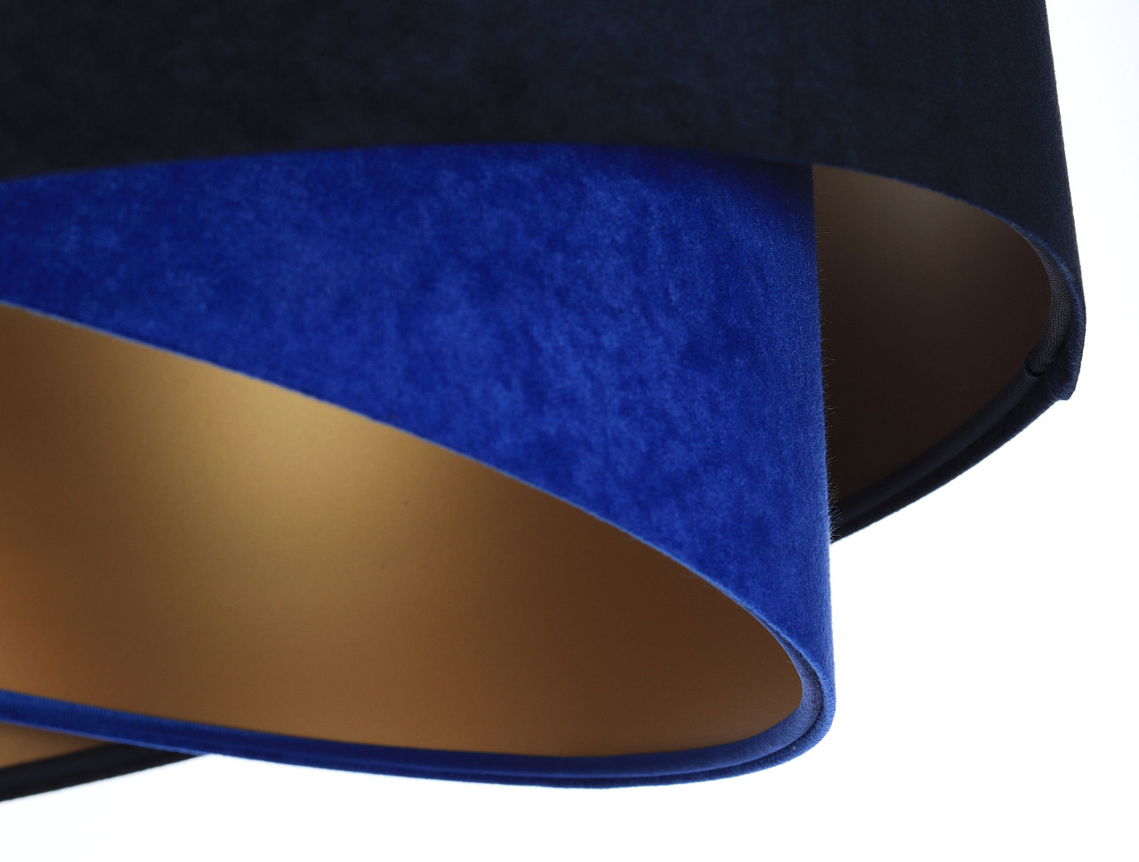 Granatowo-kobaltowa lampa wisząca asymetria z welurowym abażurem ze złotym wnętrzem MIX - BPS Koncept zdjęcie 4