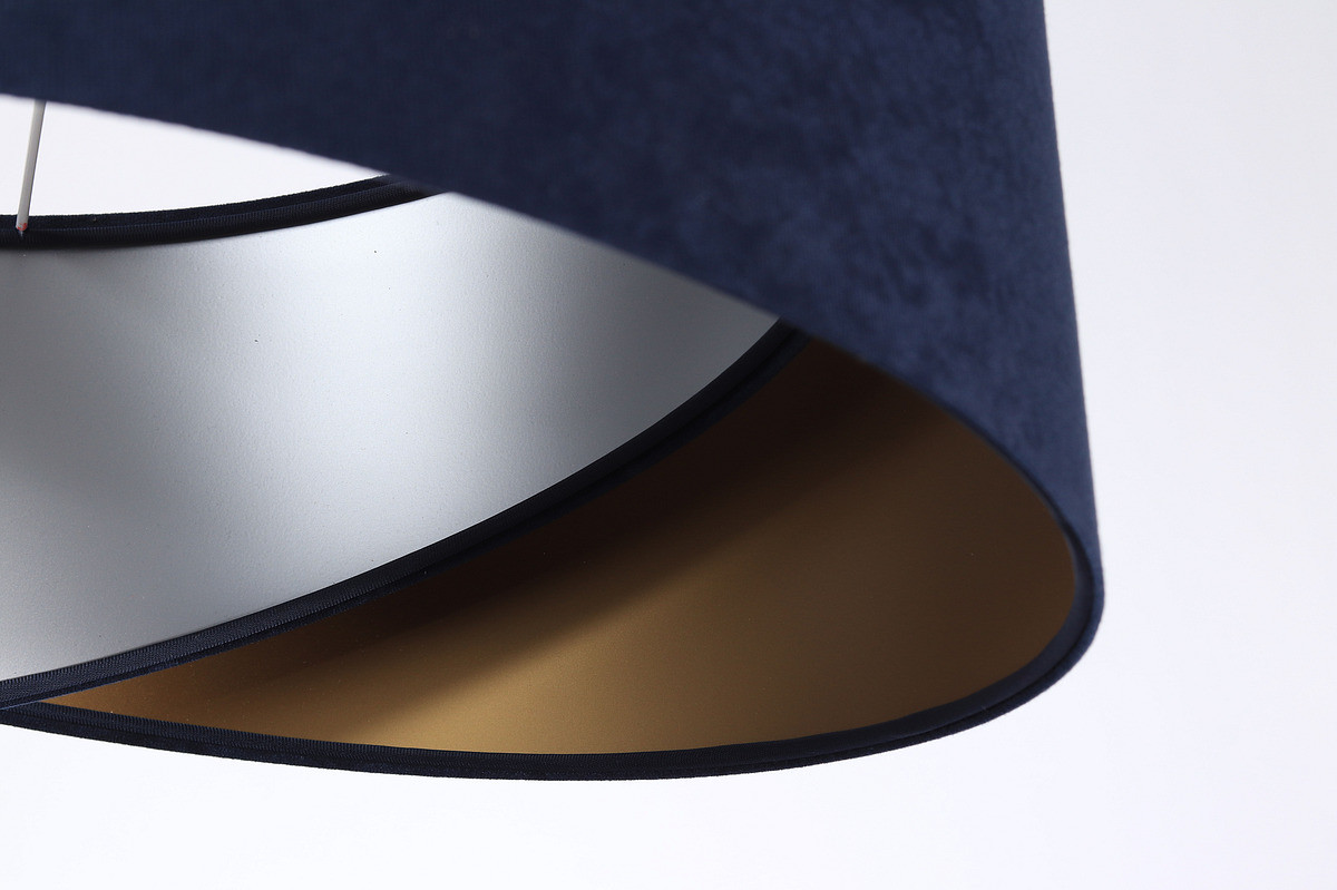 Granatowa lampa wisząca o asymetrycznym kształcie z welurowym abażurem ze złotym i srebrnym wnętrzem NESSA MIX - BPS Koncept zdjęcie 4