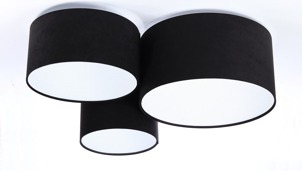 Czarna lampa sufitowa z walcowymi abażurami z weluru w różnych rozmiarach z białym wnętrzem FLOJD - BPS Koncept zdjęcie 3