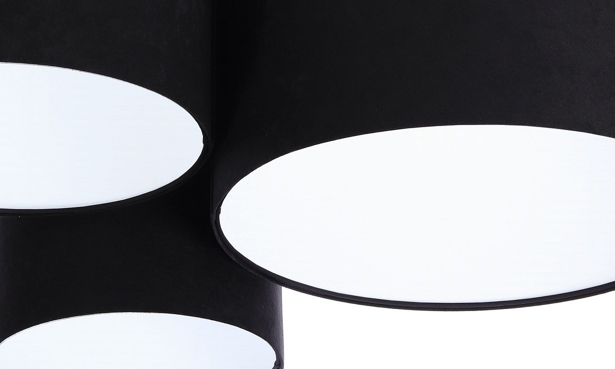 Czarna lampa sufitowa z walcowymi abażurami z weluru w różnych rozmiarach z białym wnętrzem FLOJD - BPS Koncept zdjęcie 4