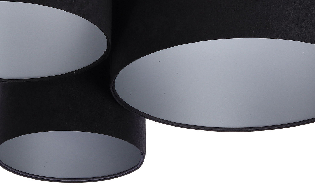 Czarna lampa sufitowa z okrągłymi kloszami z weluru ze srebrnym wnętrzem, plafoniada FLOJD - BPS Koncept zdjęcie 4