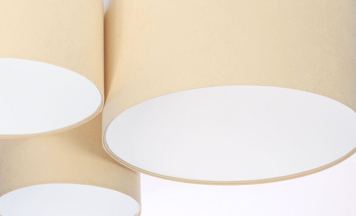 Kremowo-biała lampa sufitowa z kloszami z weluru w kształcie walca, plafoniada NOEL - BPS Koncept zdjęcie 4