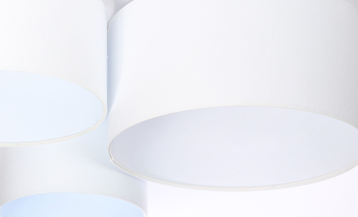 Biała lampa sufitowa z kloszami w kształcie walca z weluru BEVIN - BPS Koncept zdjęcie 4