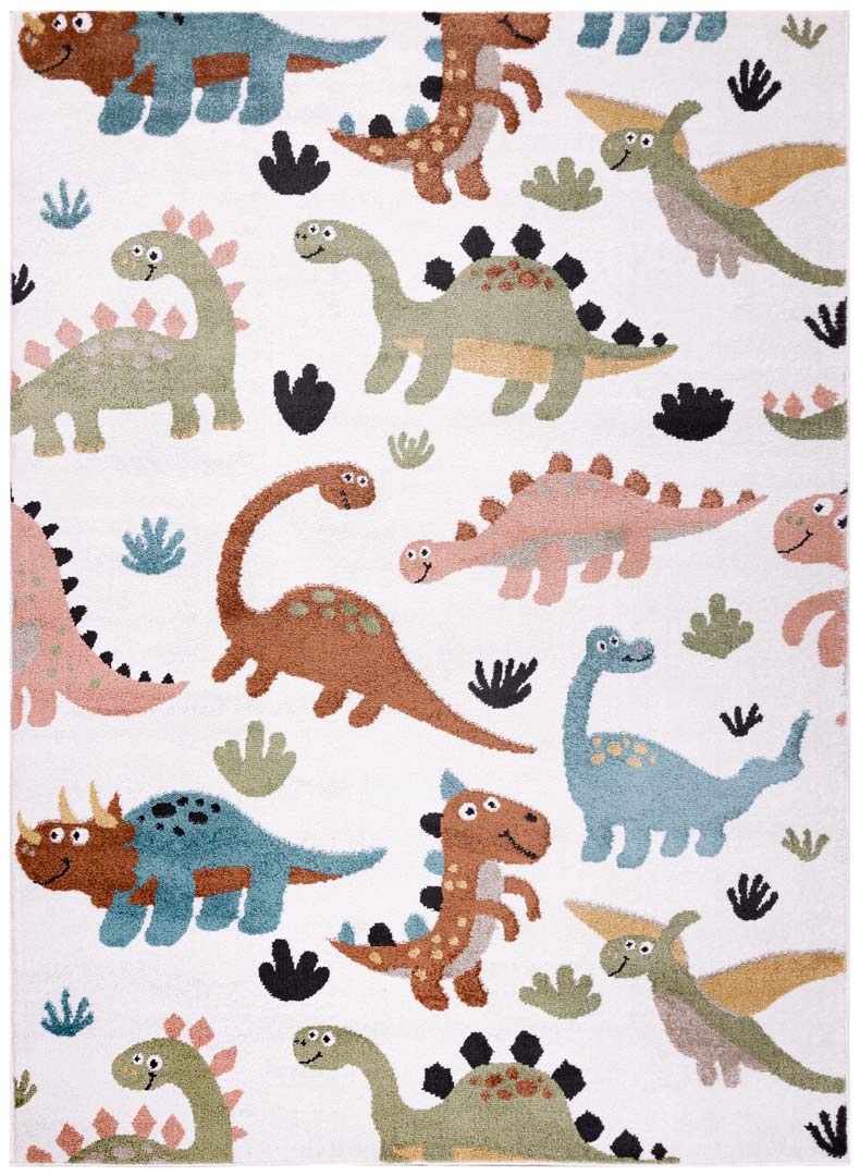 Miękki kremowy dywan dinozaury kolorowe, dziecięcy, dla dziewczynki, dla chłopca - Dywany Łuszczów zdjęcie 1