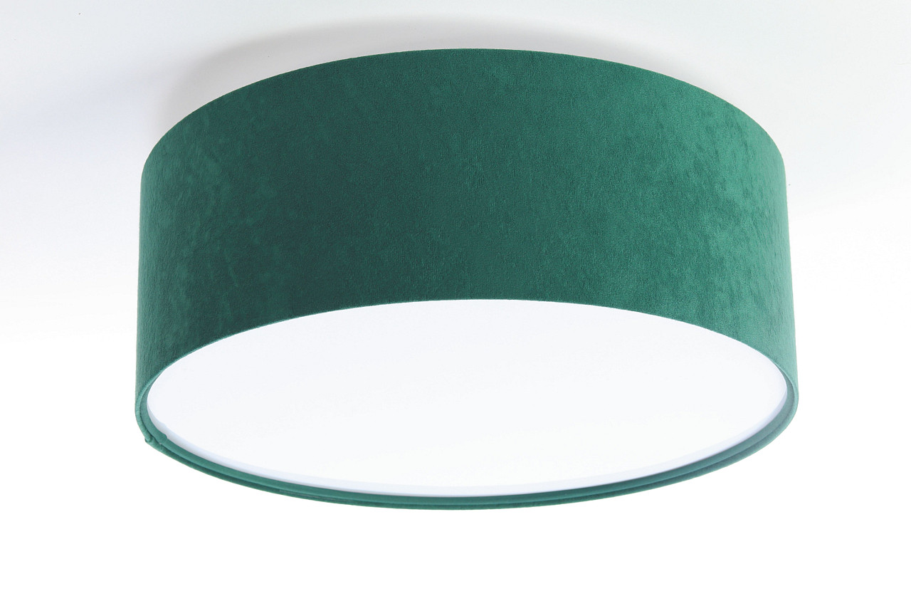 Zielona lampa sufitowa z okrągłym, walcowym abażurem z weluru, plafon ROWEL - BPS Koncept zdjęcie 3