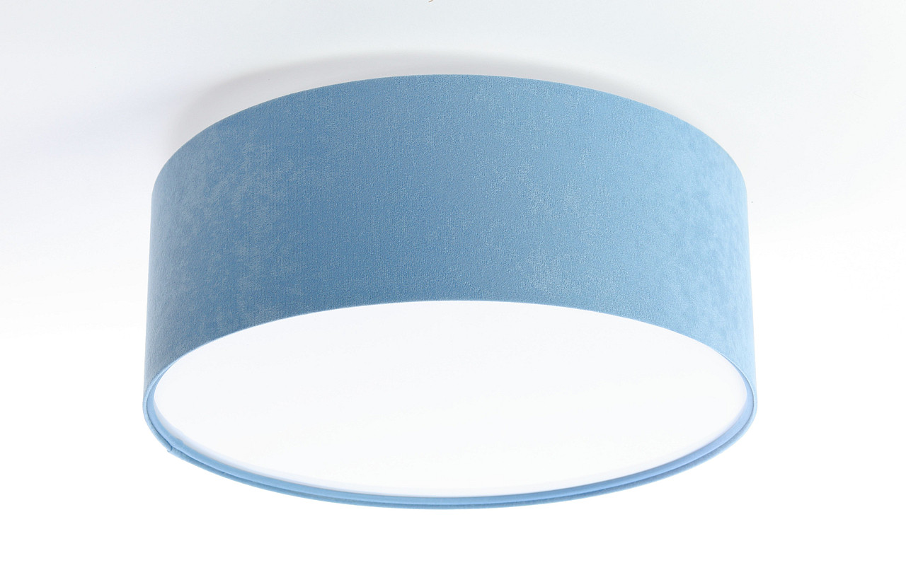 Niebieska lampa sufitowa, walcowy plafon z okrągłym abażurem z weluru - BPS Koncept zdjęcie 3