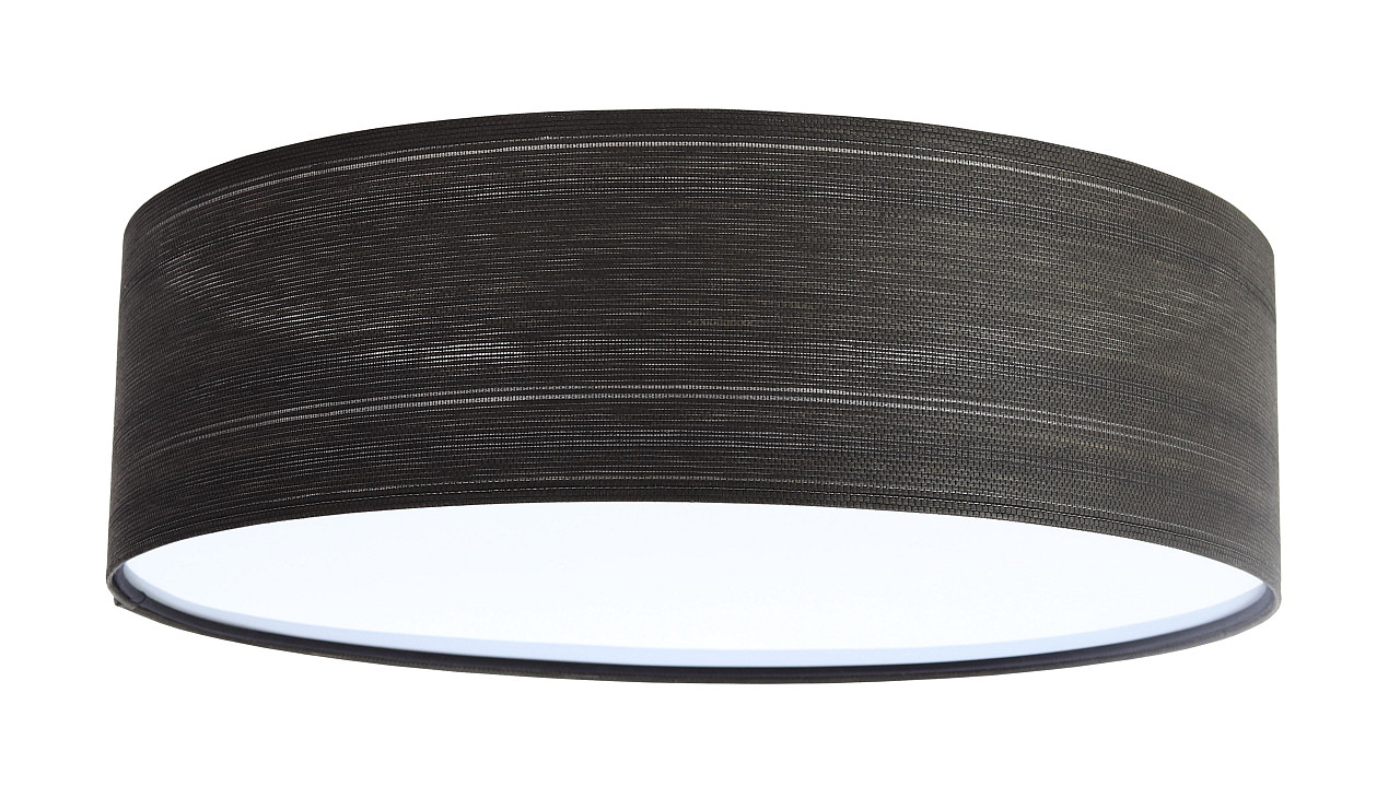 Czarna lampa sufitowa z okrągłym, walcowym abażurem ze strukturalnej tkaniny o naturalnym wyglądzie ze srebrną nitką EDO - BPS Koncept zdjęcie 1