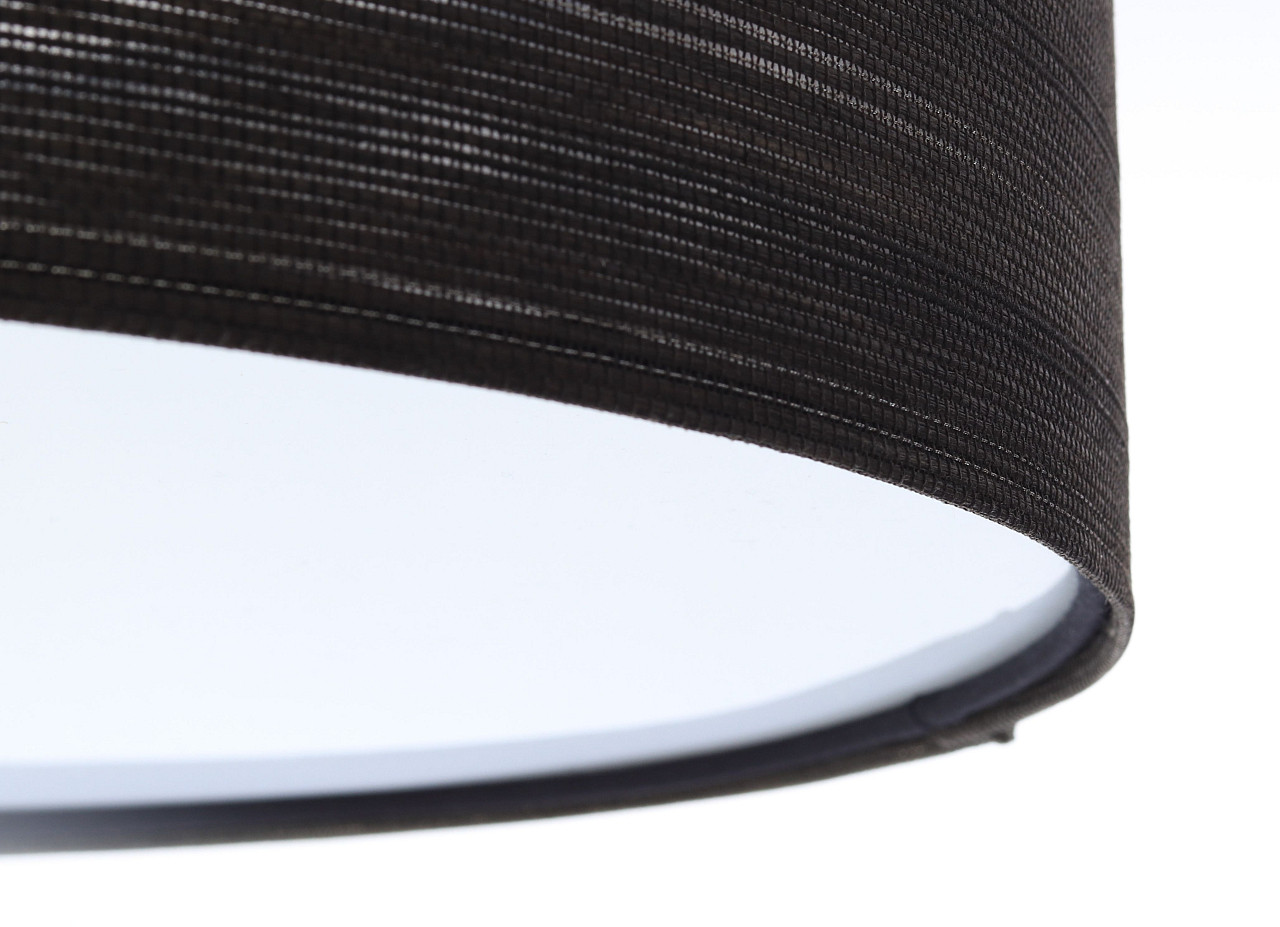 Czarna lampa sufitowa z okrągłym, walcowym abażurem ze strukturalnej tkaniny o naturalnym wyglądzie ze srebrną nitką EDO - BPS Koncept zdjęcie 4