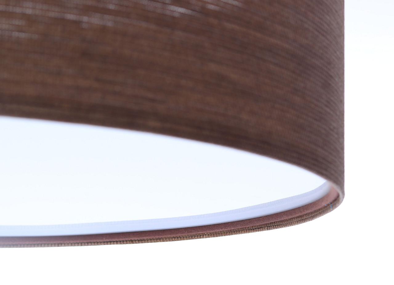 Brązowa lampa sufitowa, plafon w kształcie walca z abażurem ze strukturalnej tkaniny o naturalnym wyglądzie TAKEO - BPS Koncept zdjęcie 4