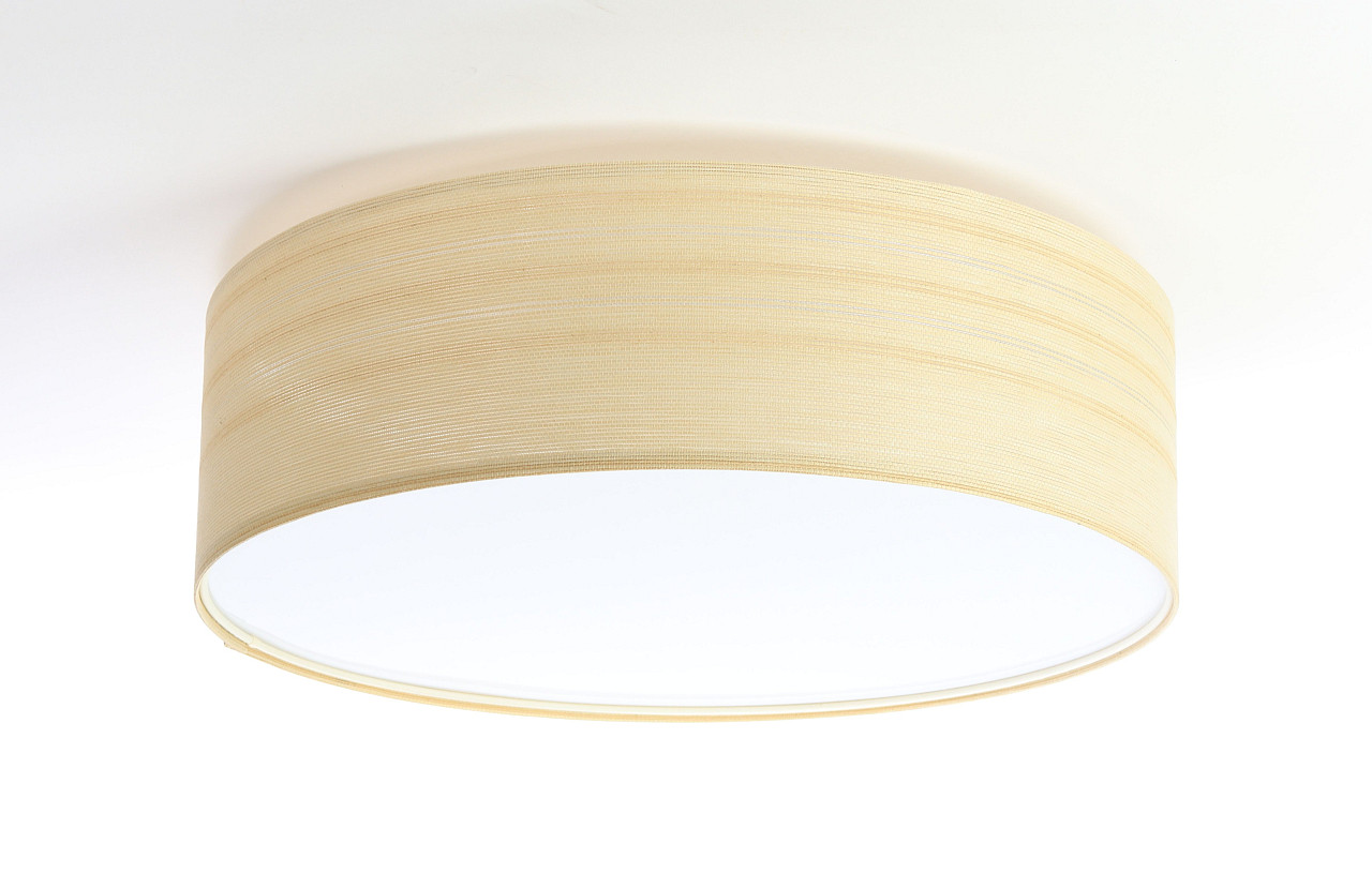 Kremowa lampa sufitowa z kloszem w kształcie walca ze strukturalnej tkaniny o naturalnym wyglądzie MAB - BPS Koncept zdjęcie 3