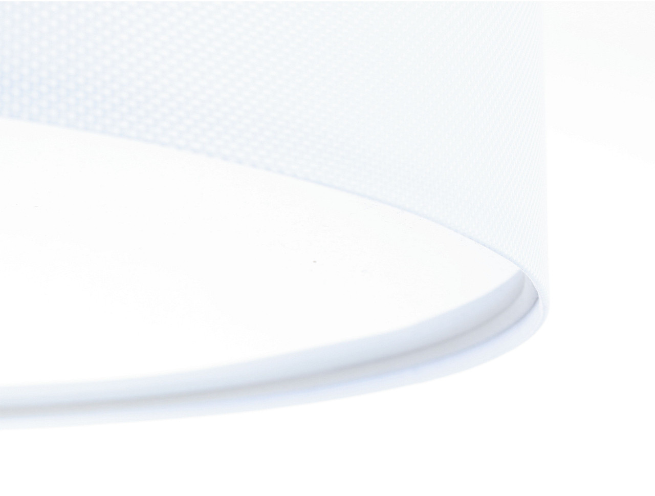 Biała lampa sufitowa, walcowy plafon z okrągłym abażurem z tkaniny o lnianej strukturze TOD - BPS Koncept zdjęcie 4