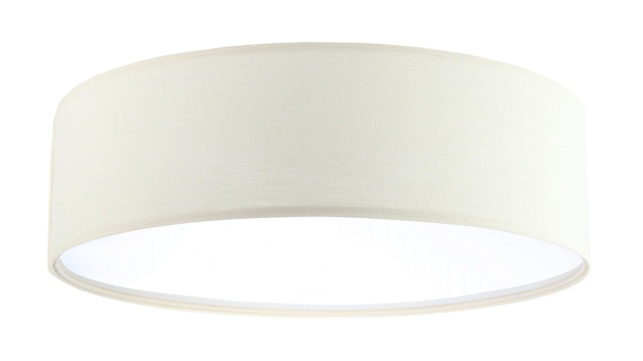 Lampa sufitowa w kolorze brudnej bieli z okrągłym, walcowym abażurem z tkaniny o lnianej strukturze ROT - BPS Koncept zdjęcie 1