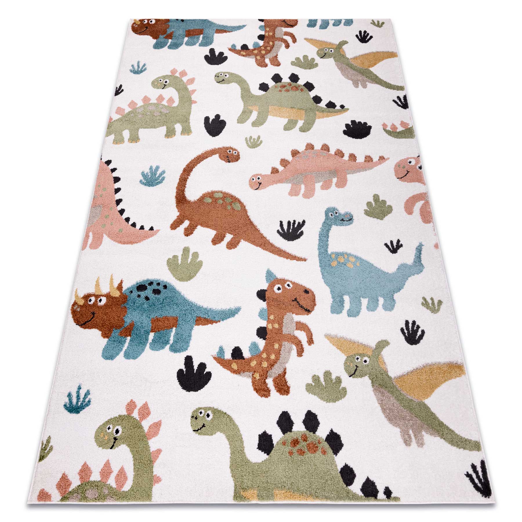 Miękki kremowy dywan dinozaury kolorowe, dziecięcy, dla dziewczynki, dla chłopca - Dywany Łuszczów zdjęcie 2