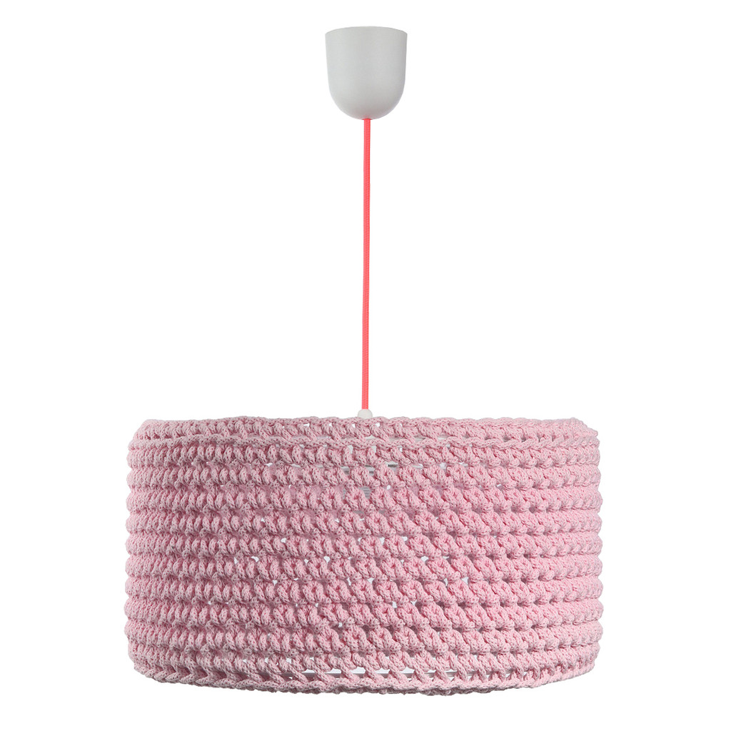 Różowa lampa wisząca z ręcznie szydełkowanym, bawełnianym abażurem ARIADNA - BPS Koncept zdjęcie 3