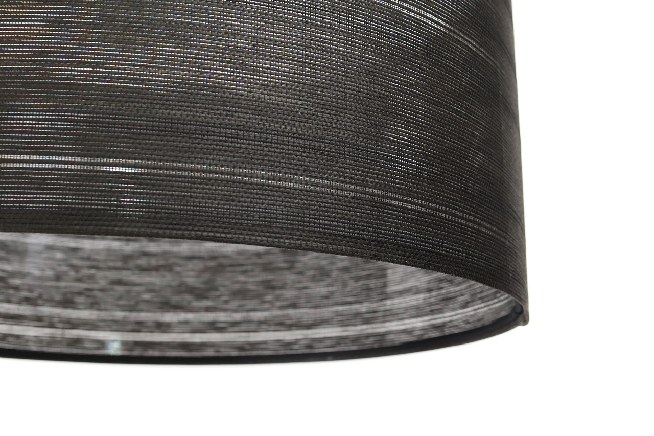 Czarna lampa wisząca z walcowym kloszem ze strukturalnej tkaniny o naturalnym wyglądzie EDO - BPS Koncept zdjęcie 4