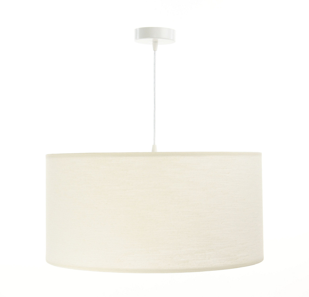 Biała lampa wisząca, walcowa z abażurem ze strukturalnej tkaniny o naturalnym wyglądzie TAKETO - BPS Koncept zdjęcie 3