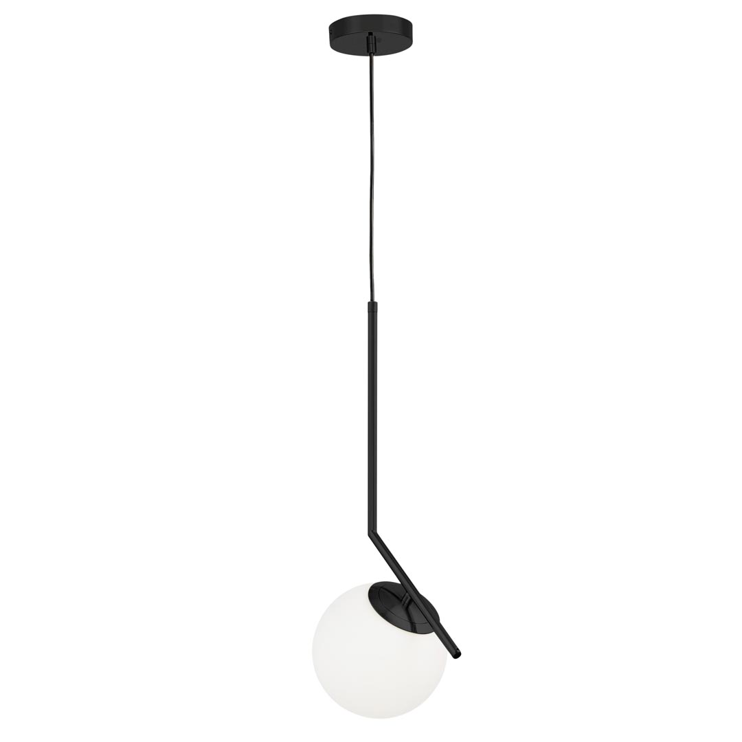 Czarna, stylowa lampa wisząca SORENTO, nowoczesna z białym okrągłym kloszem - Lumina Deco zdjęcie 2